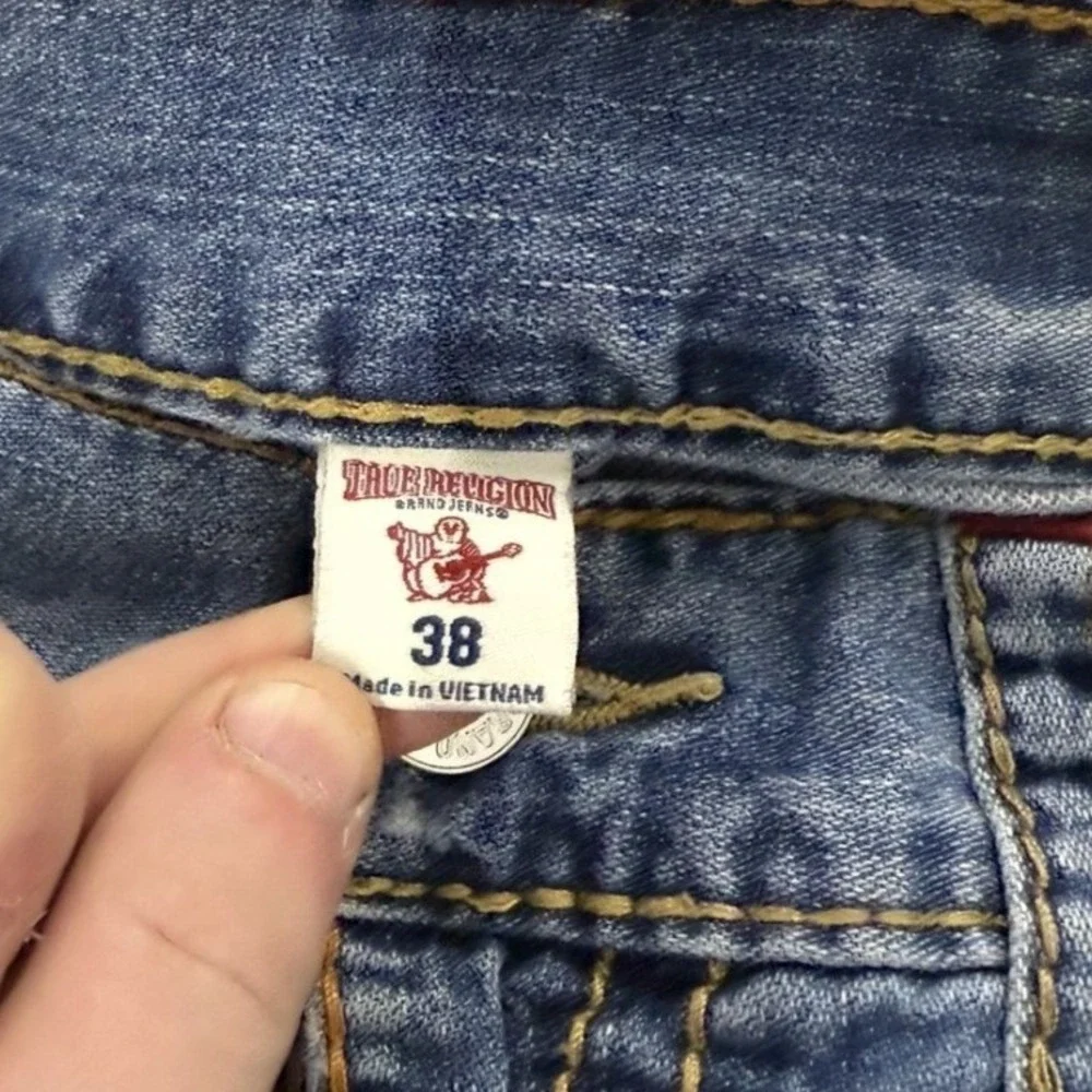 True Religion‎ Straight Section Distressed Patchwork Jeans Blue Mens 38